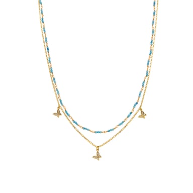Luxenter Halskette mit blauem Kristall 18k goldfarben - Zinli