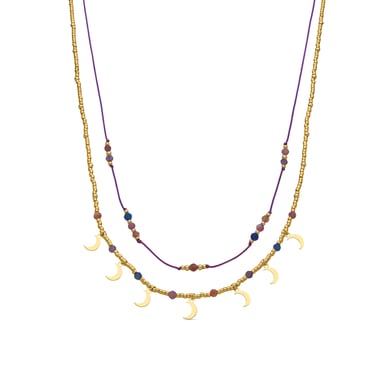 Luxenter Halskette aus 925er Sterlingsilber und 18k Gold mit bunten Kristallen - Kapac
