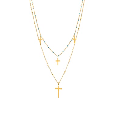 Luxenter blauer Kristall Halskette aus 18k Gelbgold - Lidriel
