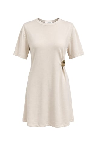 Crew-Neck Mini-T-Shirt-Kleid mit Stein-Accessoire