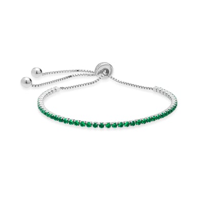Luxenter 925 Sterling Silber Armreif mit rhodinierten Smaragd Zirkonia - Leythor