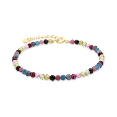 Luxenter Sterling Silber 925 Armband mit Multicolour Turmalin in 18K Gelbgold - Salblai