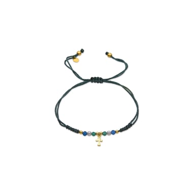 Luxenter Armreif aus 925er Sterlingsilber und dunkelblauem Kristall mit 18k Gold Finish - Kalau