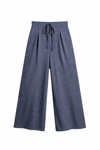 Hochtaillierte weite Palazzo-Hosen mit Bindegürtel