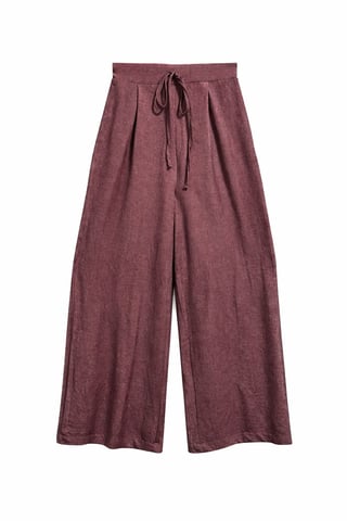 Hohe Taille Weite Palazzo-Hose mit Bindegürtel