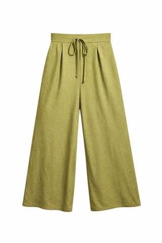 Hoch-taillierte Palazzo-Hosen mit weitem Bein und Bindegürtel