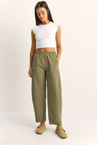 Elastische Taillen-Straight-Leg-Hosen mit Taschen