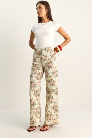 Hochtaillierte Paisley-Print Jeans mit geradem Bein
