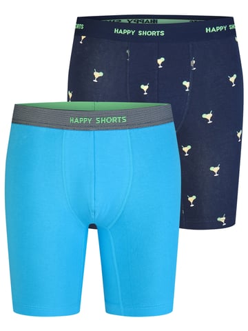 Happy Shorts Herren Langer Boxer Jersey Long Boxer Shorts, Langer Boxer Brief, Retro Boxer lang