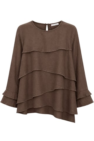 Rüschen Lange Ärmel Rundhalsbluse