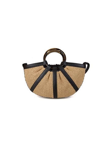 Coccinelle Shell Strohtasche Strohwaren/Mikro-Grobleder