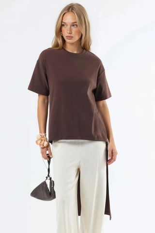 Oversized Crew Neck Tunika mit Schlitz