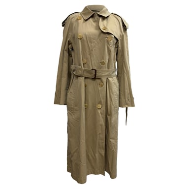 Burberry Beigefarbener Baumwoll-Trenchcoat mit Doppelreiher und Gürtel
