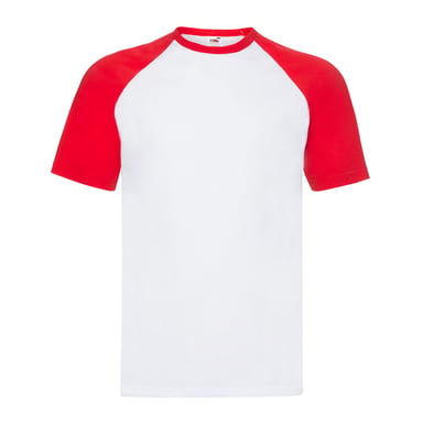 Fruit of the Loom - "Valueweight" T-Shirt für Herren - Baseball (Weiß/Rot)