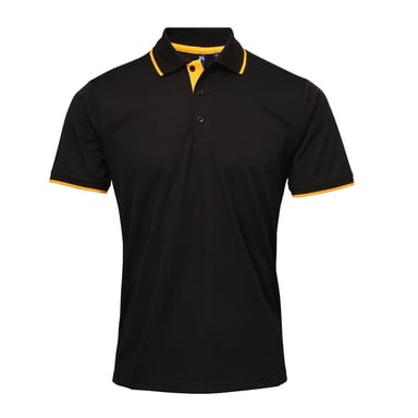Premier Herren Contrast Coolchecker Poloshirt (Schwarz/Sonnenblume)