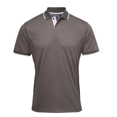 Premier Herren Contrast Coolchecker Poloshirt (Dunkelgrau/Silber)