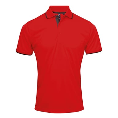 Premier Herren Contrast Coolchecker Poloshirt (Rot/Schwarz)