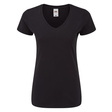 Fruit of the Loom - "Iconic" T-Shirt V-Ausschnitt für Damen (Schwarz)
