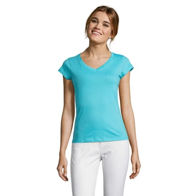 SOLS - "Moon" T-Shirt V-Ausschnitt für Damen (Atollblau)