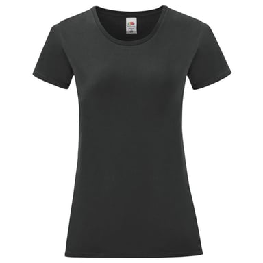 Fruit of the Loom - "Iconic" T-Shirt für Damen, Gekämmte Baumwolle (Schwarz)