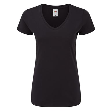 Fruit of the Loom - "Iconic 150" T-Shirt V-Ausschnitt für Damen (Schwarz)