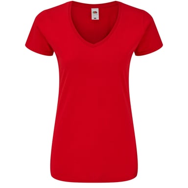 Fruit of the Loom - "Iconic 150" T-Shirt V-Ausschnitt für Damen (Rot)