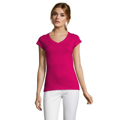 SOLS - "Moon" T-Shirt V-Ausschnitt für Damen (Fuchsie)