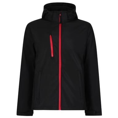 Regatta - "Venturer" Softshelljacke mit Kapuze für Herren (Schwarz/Rot)