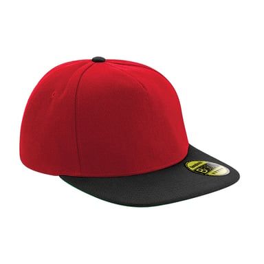 Beechfield - "Original" Snapback Mütze Flacher Schirm für Herren/Damen Unisex (Rot/Schwarz)