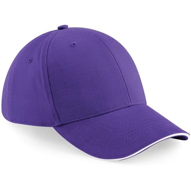 Beechfield Unisex Athleisure Baseball Kappe Baumwolle (Violett/Weiß)