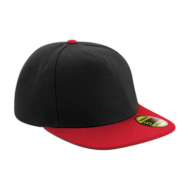 Beechfield - "Original" Snapback Mütze Flacher Schirm für Herren/Damen Unisex (Schwarz/Rot)