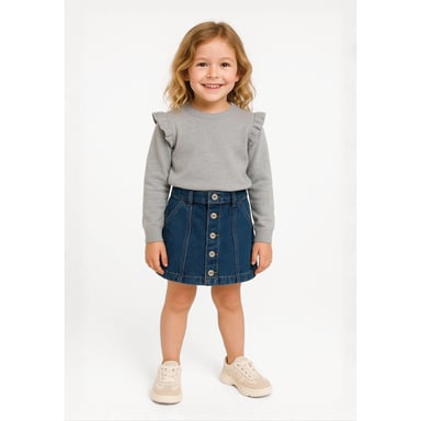 Minoti - Rock für Mädchen, Vorn geknöpft, Denim (Marine)
