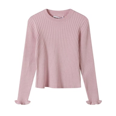 Minoti - Sweatshirt für Mädchen, Rüschen-Manschette, gerippt, Langärmlig (Pink)