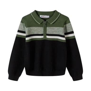 Minoti - Pullover Top für Jungen, mit kurzem Reißverschluss (Khakigrün)