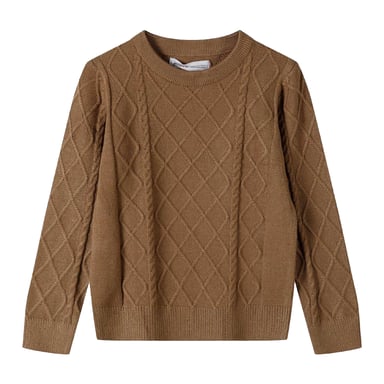 Minoti - Sweatshirt für Jungen, Rundhalsausschnitt, Mit Zopfmuster (Braun)