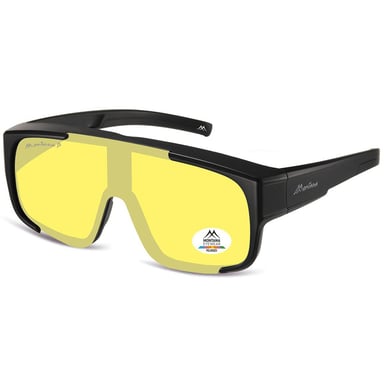 Montana FO9 C mattschwarz gelb polarisiert Fit über Brille Sonnenbrille