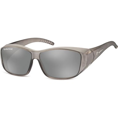 Montana FO4 E matt grau silber revo Spiegel polarisiert fit über Gläser Sonnenbrille