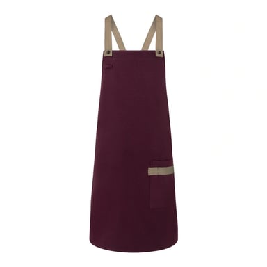 Karlowsky - "Urban-Look" Latzschürze, Kreuzgurt und Tasche (Aubergine)