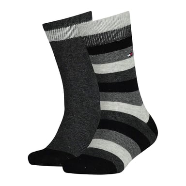 Tommy Hilfiger - Socken für Kinder, Stripes (2er-Pack) (Grau/Schwarz)