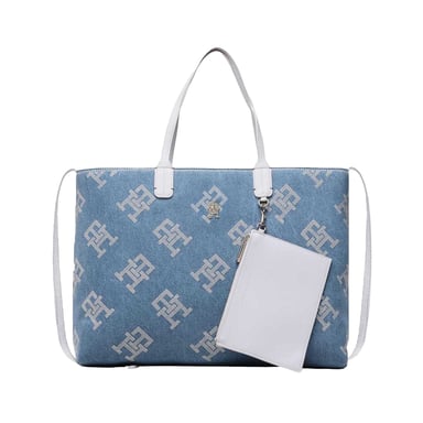 Tommy Hilfiger - Handtasche, Logo-Muster (Blau)