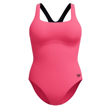 Speedo - Badeanzug Flexibler Hosenbund für Damen (Dunkelrosa)
