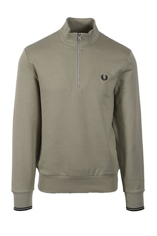 FRED PERRY HALF ZIP SWEATSHIRT SEAGRASS/BLACK