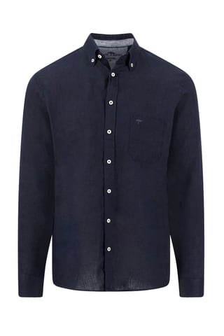 FYNCH-HATTON LONG SLEEVED LINEN SHIRT NAVY