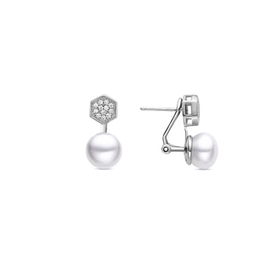 Luxenter Ohrringe aus 925er Sterlingsilber mit weißer Perle, rhodiniert – Zahy