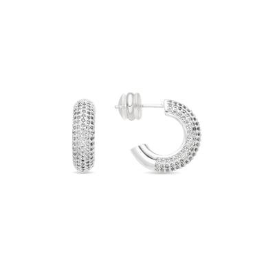 Luxenter Ohrringe mit 17 mm Durchmesser, silberfarben und mit brillantgeschliffenen Zirkonia – Niras