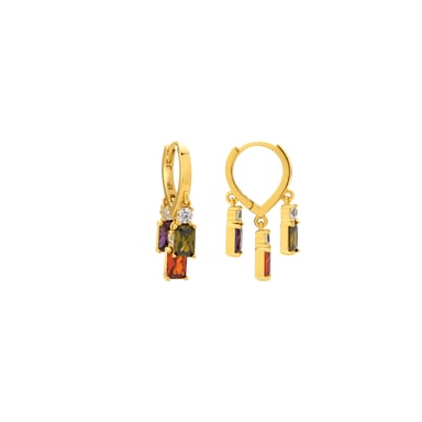Luxenter Ohrringe mit mehrfarbigen Zirkonia-Steinen, 18 Karat Gelbgold-Finish – Lanik