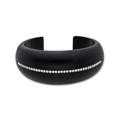 Luxenter Armband aus 925er Sterlingsilber und schwarzem Holz mit Rhodiumbeschichtung – Iwox