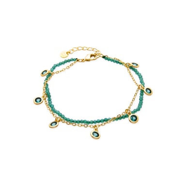 Luxenter Armband mit smaragdgrünem Zirkonia, 18 Karat Gelbgold-Finish – Zaru