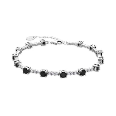 Luxenter Armband aus 925er Sterlingsilber und Onyx-Zirkonia mit Rhodiumbeschichtung – Kirith