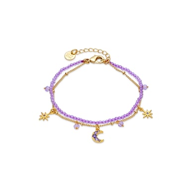Luxenter Armband aus violettem Kristall mit 18 Karat Gelbgold-Finish – Ayora
